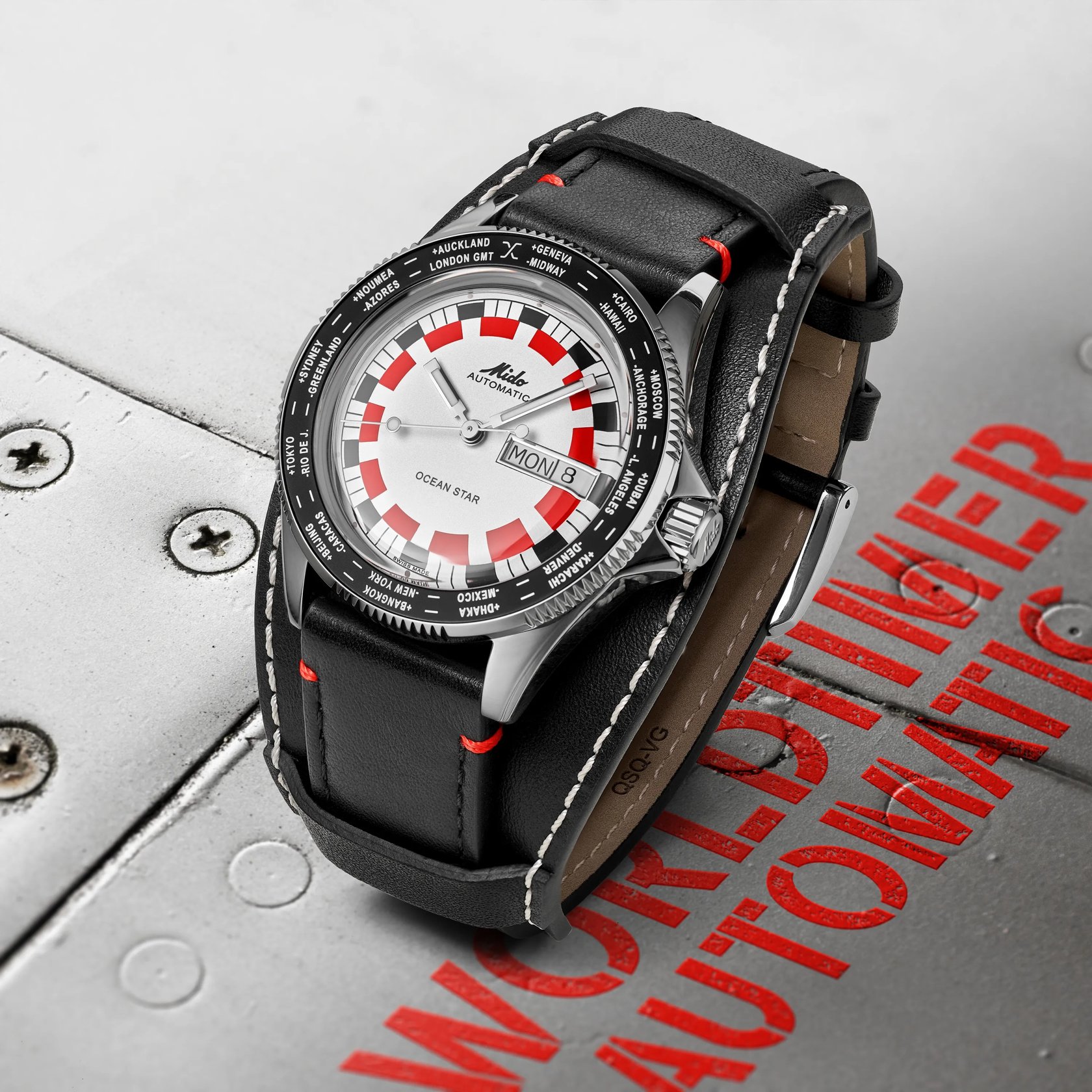 メルオ Mido Ocean Star Worldtimer - 40.5mm | M0268301603000 – Assaleh