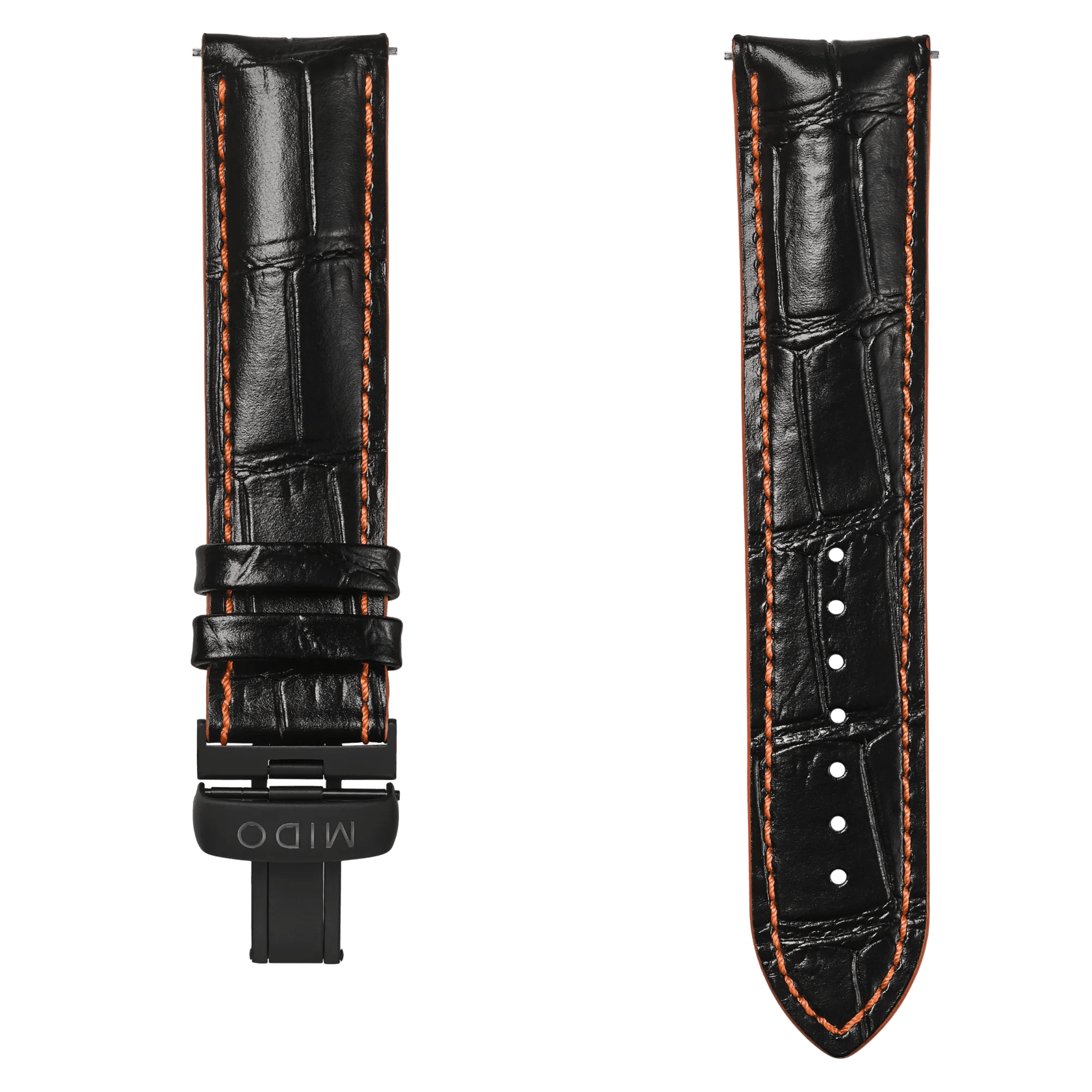 Multifort Gent schwarzes Leder-Armband 22mm