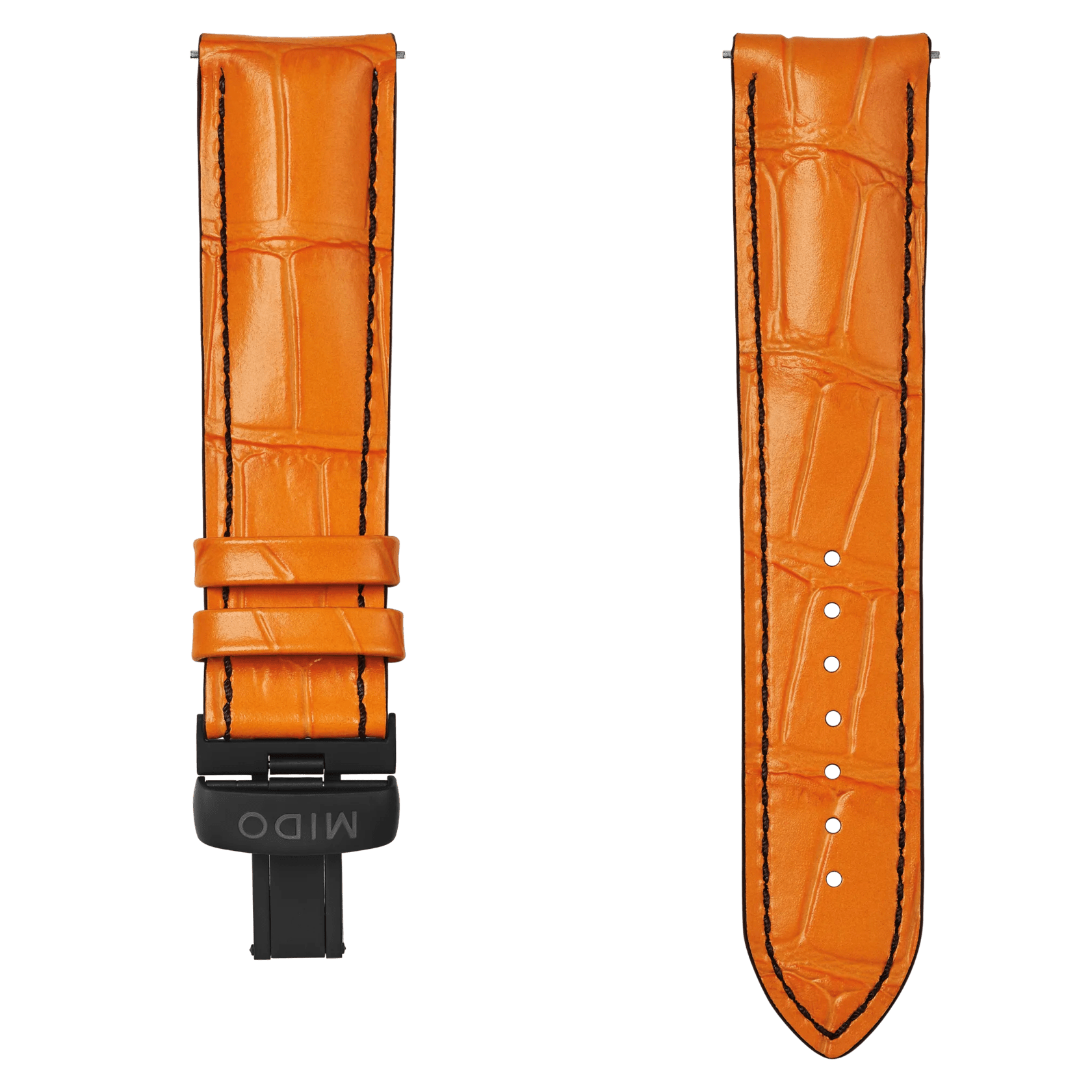 Multifort Gent organgefarbenes Leder-Armband 22mm