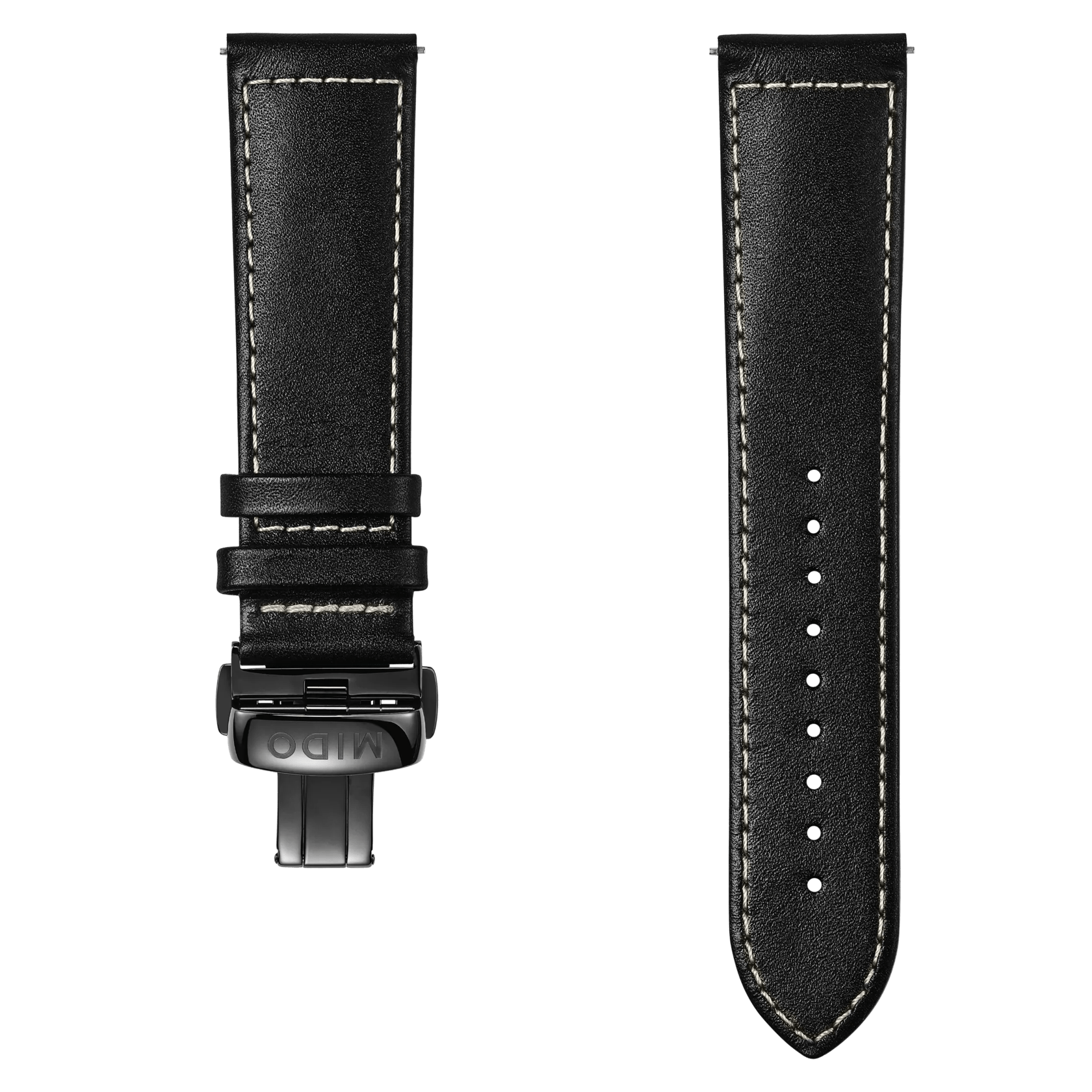 Bracelet cuir noir 22mm