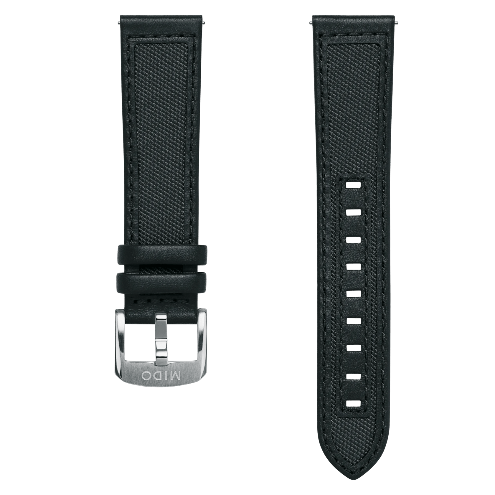 Ocean Star 39 Schwarzes Textil- und Leder-Armband 20mm