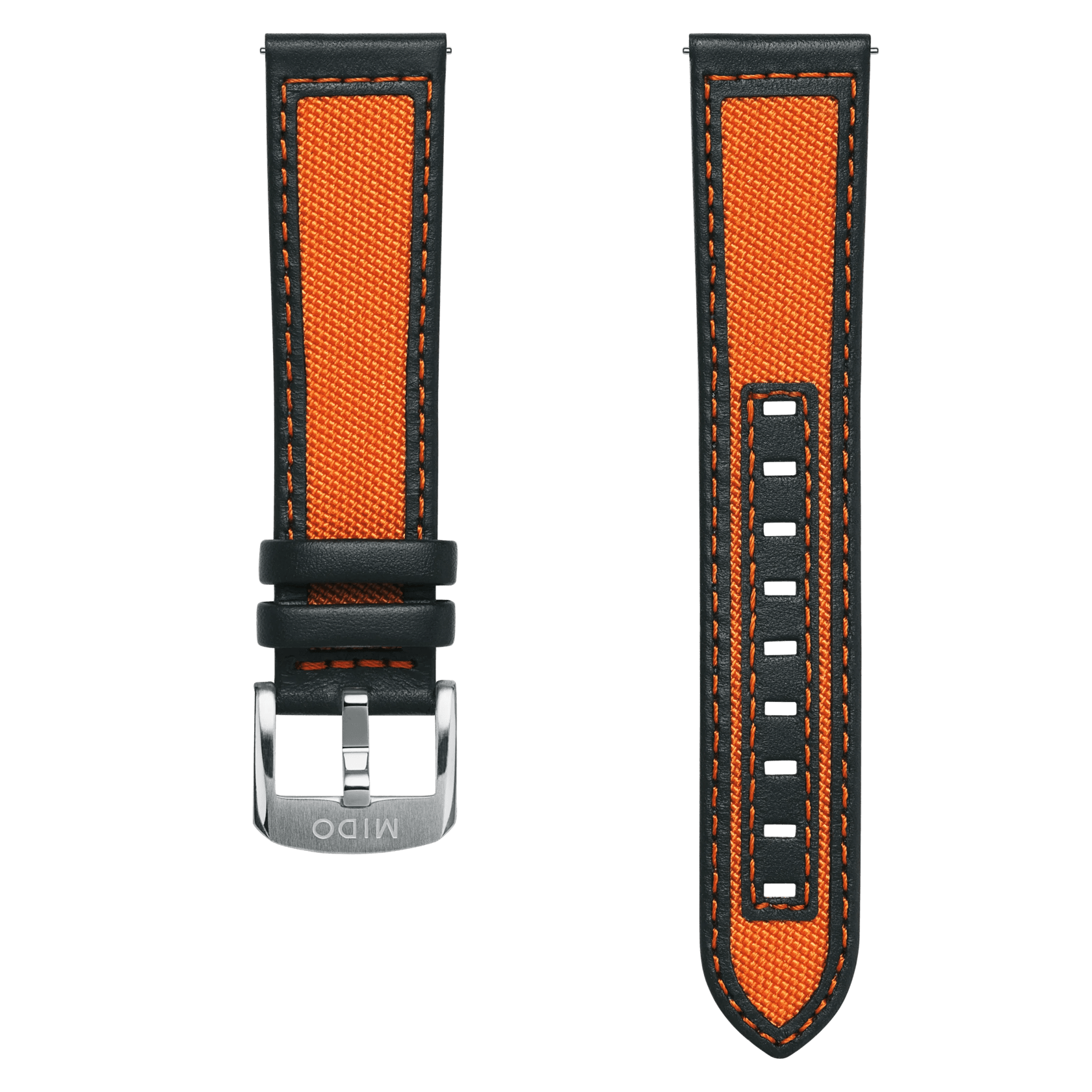 Ocean Star 39 organgefarbenes Textil- und Leder-Armband 20mm