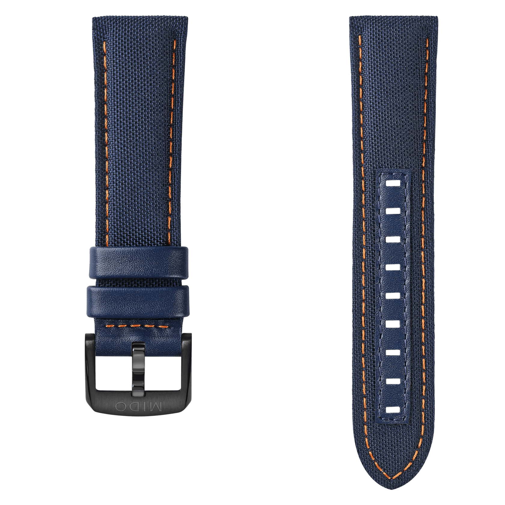 Bracelet Multifort TV Big Date tissu et cuir bleu 22mm