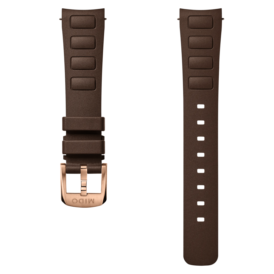 MIDO Multifort TV 35 brown rubber strap 18mm | M852019606 | MIDO