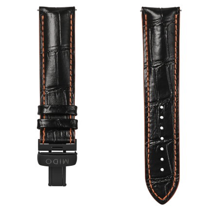 Correa de piel negra para Multifort Gent 22mm