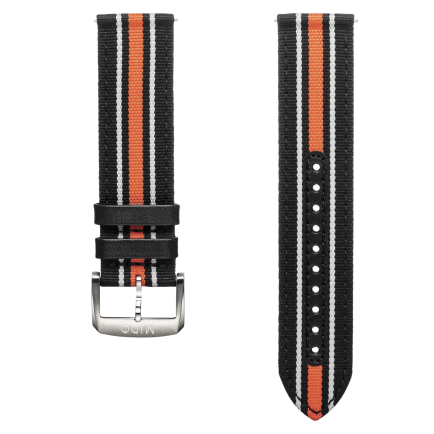 Correa de tela negra y naranja 22mm