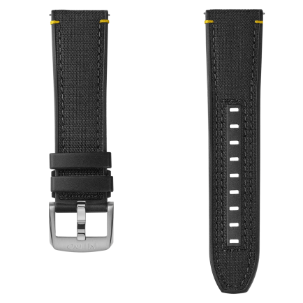 Bracelet Multifort TV Big Date tissu et caoucthouc noir 22mm