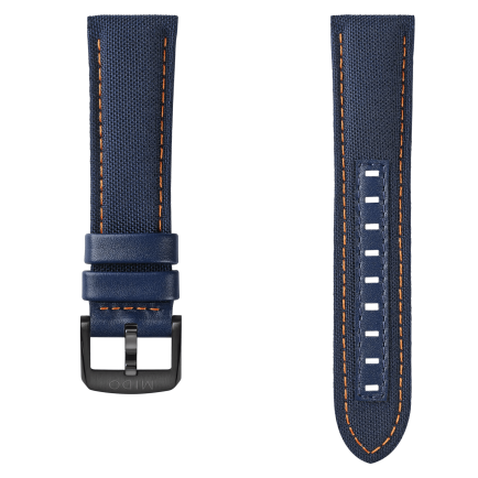 Multifort TV Big Date blue fabric and leather strap 22mm